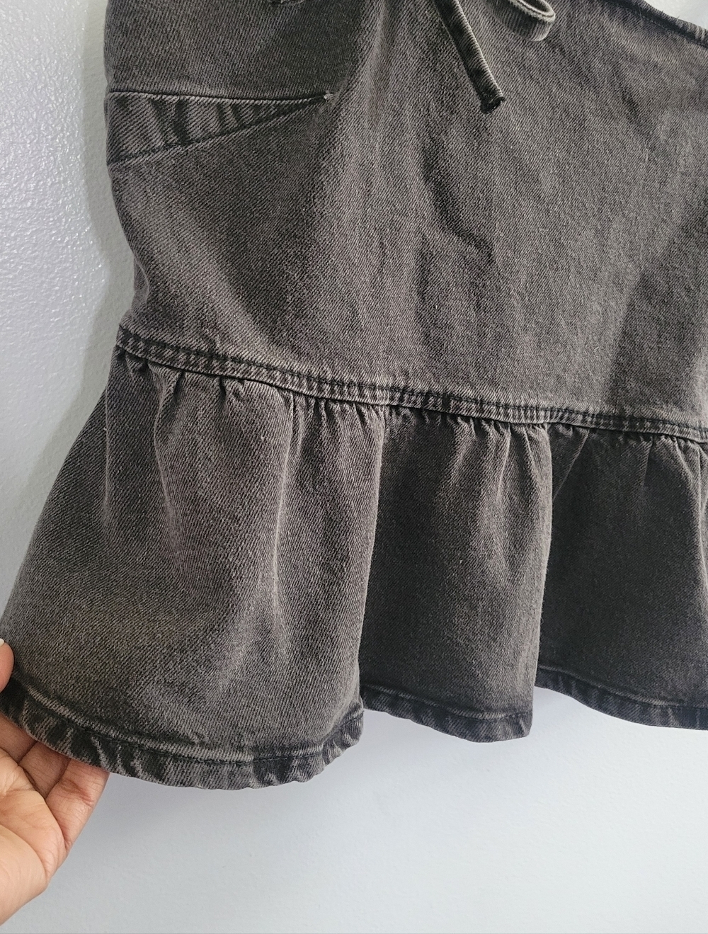 NWT WILD FABLE Size M Gray Wash Denim Corset Peplum Y2K Top Cotton Blend - Picture 8 of 11